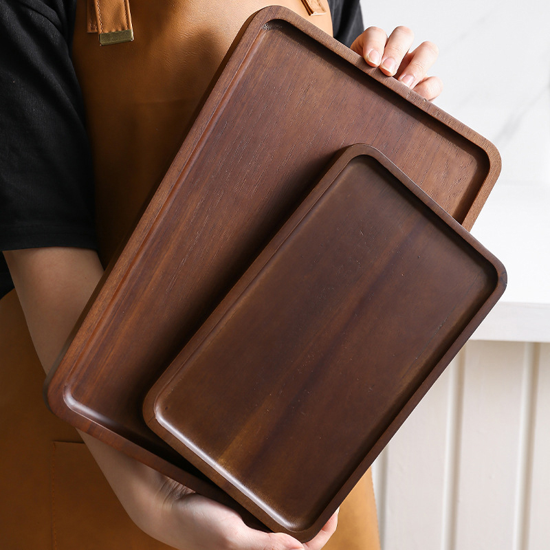 Food Storage Table - Ceviz Kahve Tepsisi Büyük Boy Yiyecek
