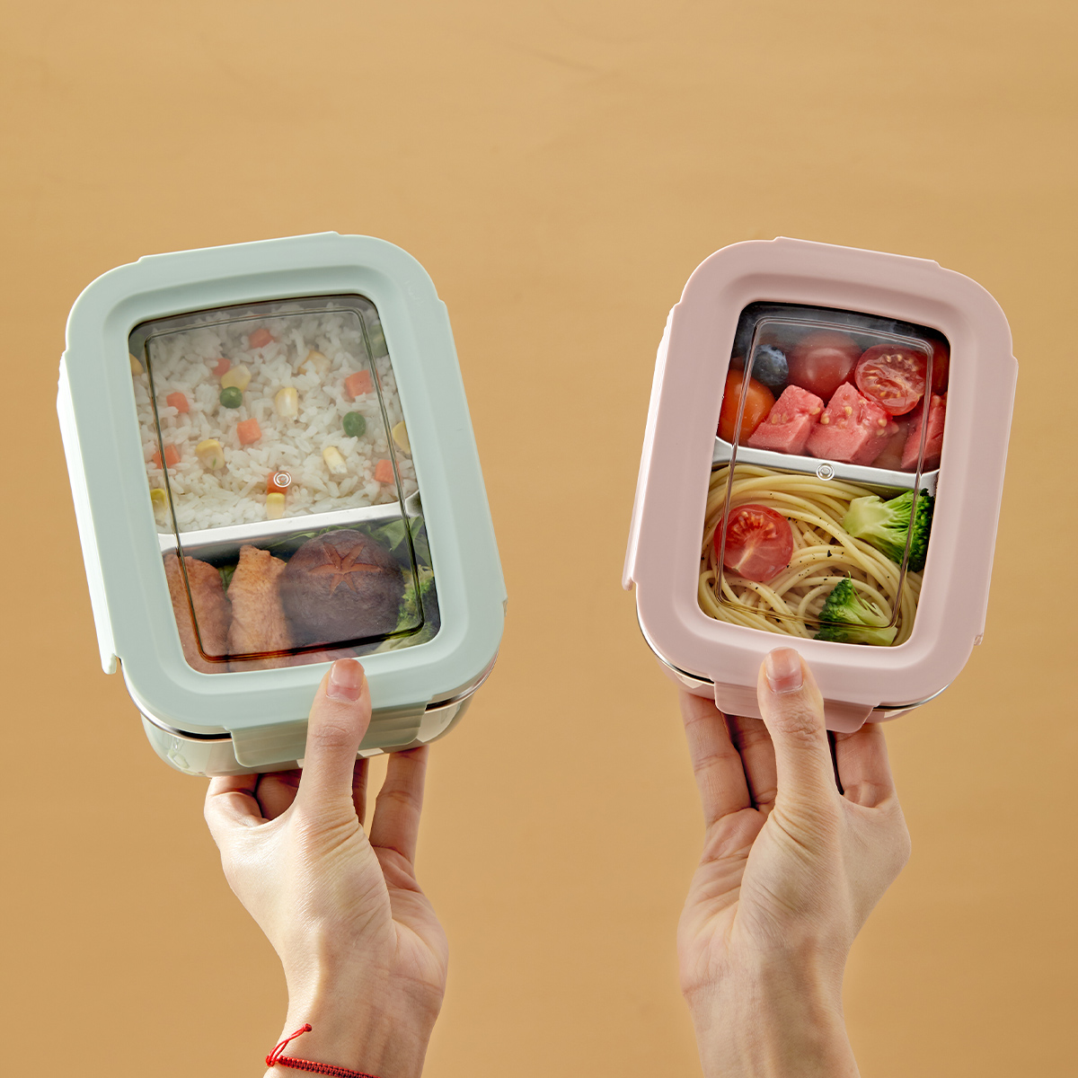 Food Storage Hot - Mikrodalga 304 Paslanmaz Çelik Bölmeli Öğle