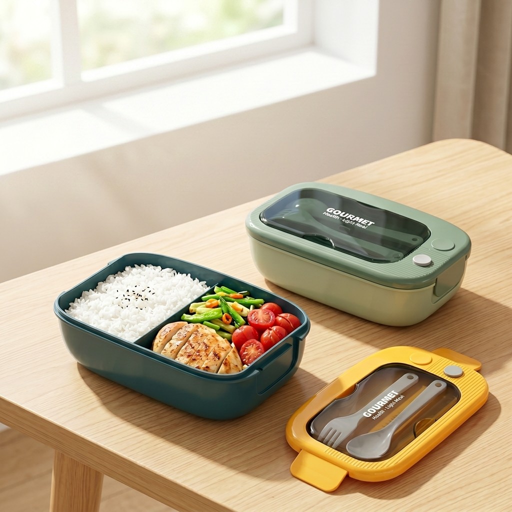 Food Storage With Compartments - Mikrodalgada Kullanılabilir Plastik Bento Kutusu 2