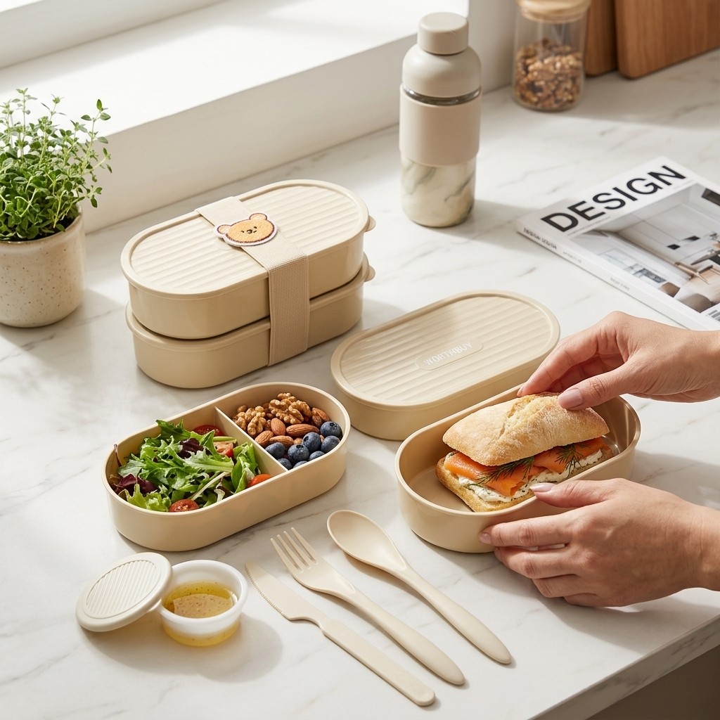 Food Storage Microwave Safe - Çift Katmanlı Oval Öğle Yemeği Kutusu,
