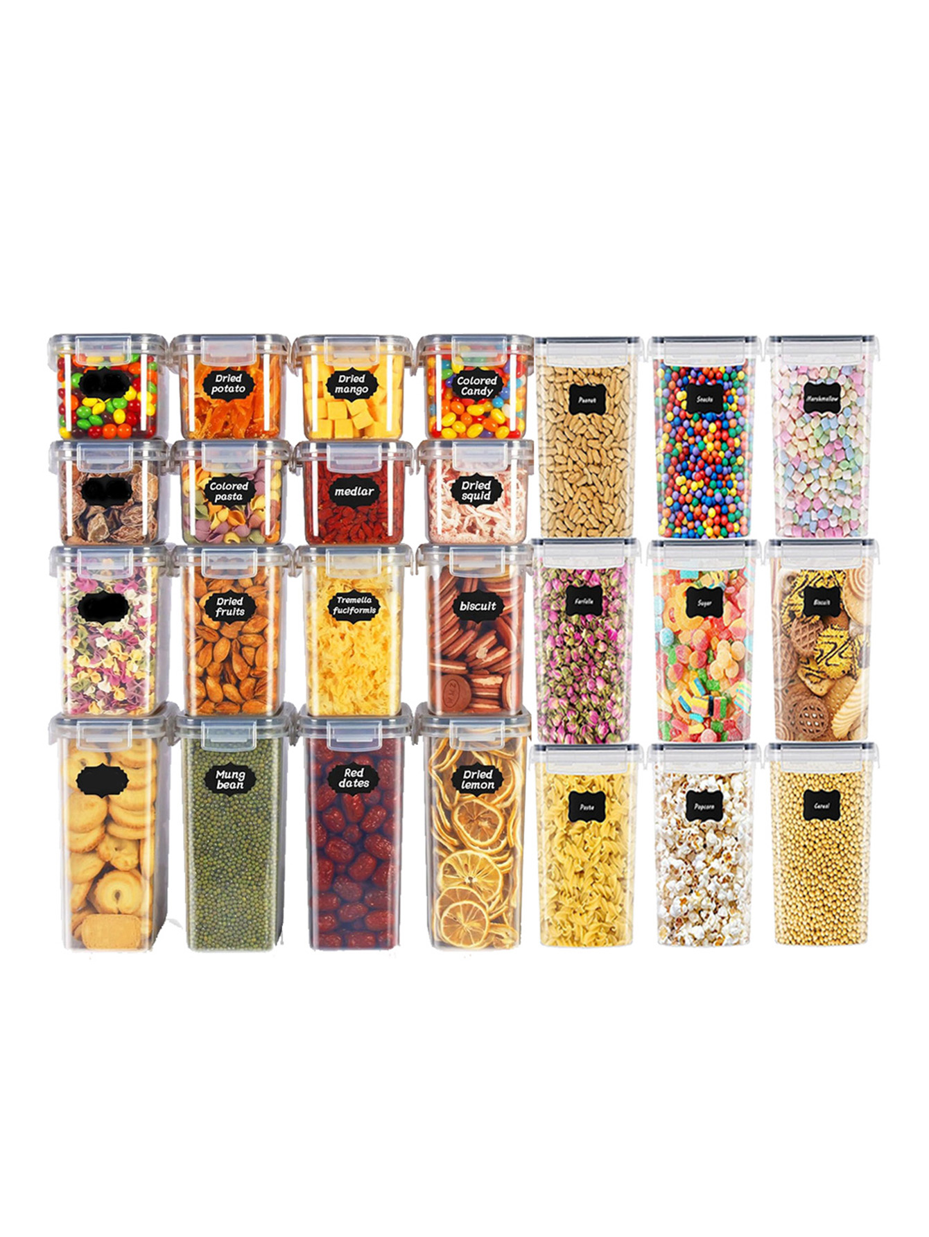Food Storage Jars Airtight - 48 adet, Kapaklı Mühürlü Gıda Saklama