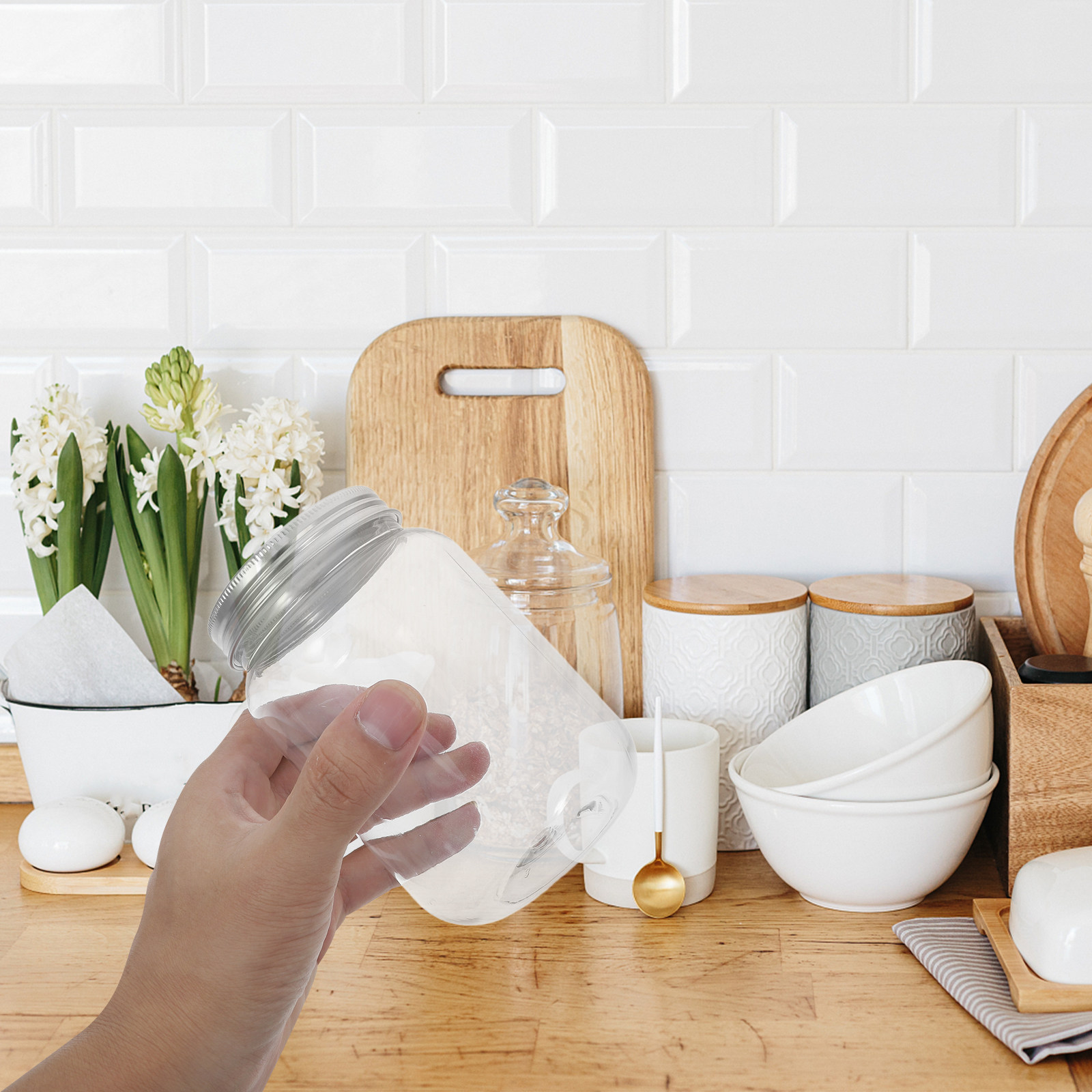 4 adet şeffaf plastik kavanozl - Food Storage Jars Airtight incelemesi ve fiyatı